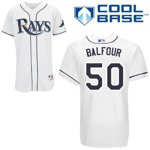 Grant Balfour #50 MLB Jersey-Tampa Bay Rays Men's Authentic Home White Cool Base Baseball Jersey